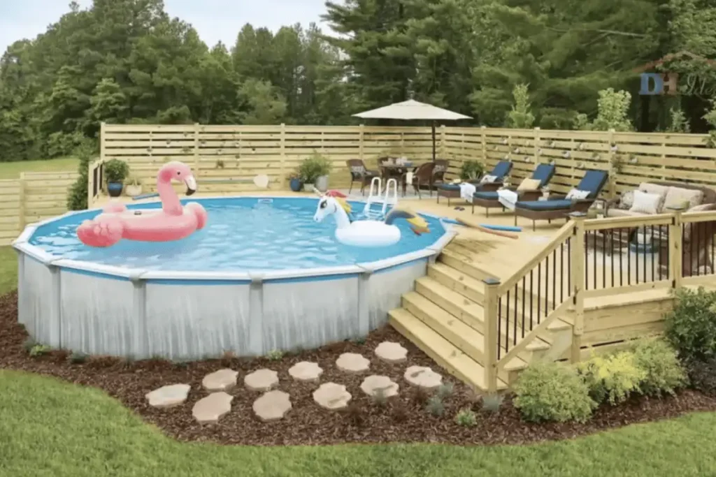 Above Ground Pools landscaping image with floating toys