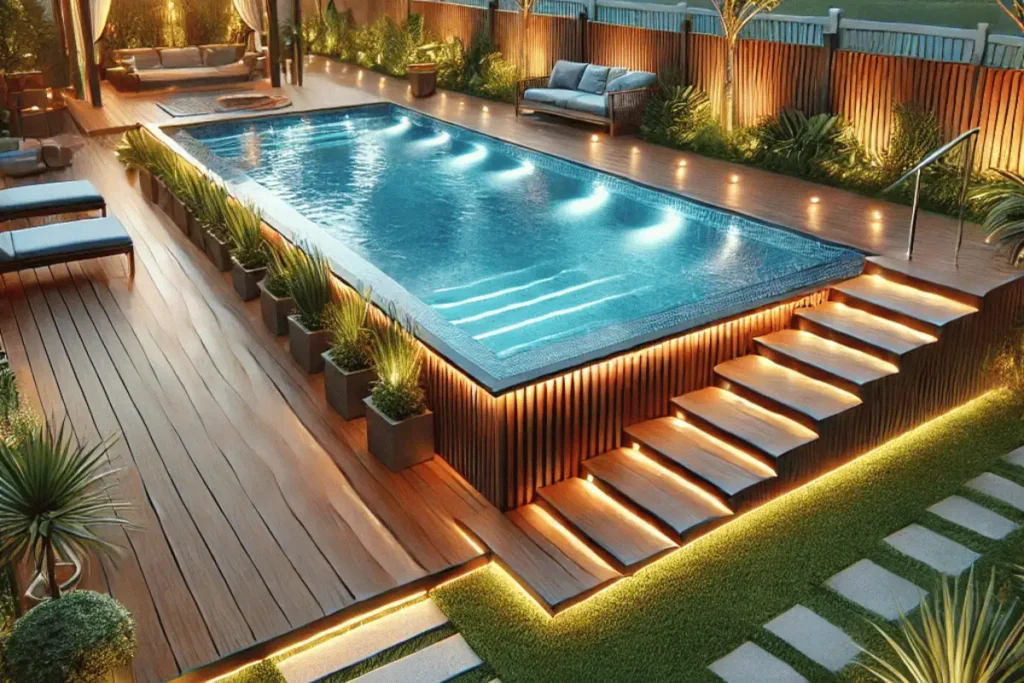 low-maintenance landscaping of pools