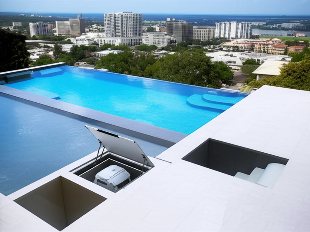 Architectural rendering showcasing a luxury San Antonio backyard pool design featuring a negative edge overlooking the c